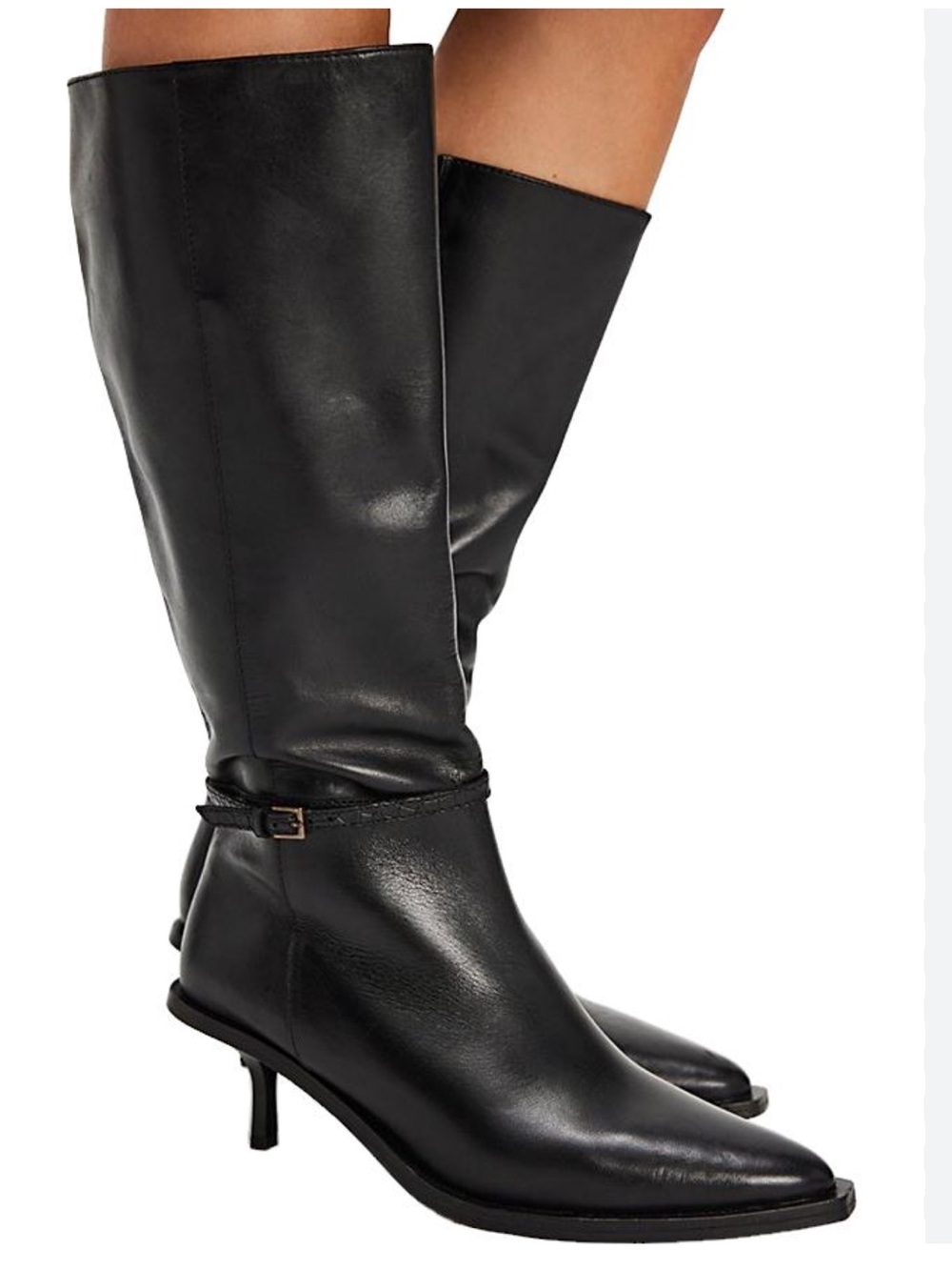 NIB Free People Alma Black Kitten Heel Boots